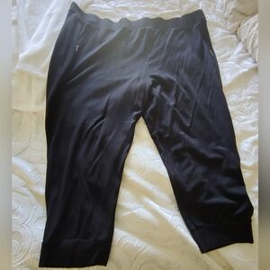 Women’s Plus Size 32 The Avenue Black Knit Jogger Ankle Pants Faux Zip Pockets